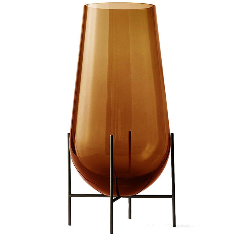 Echasse Vase, S, Amber/Bronzed Brass